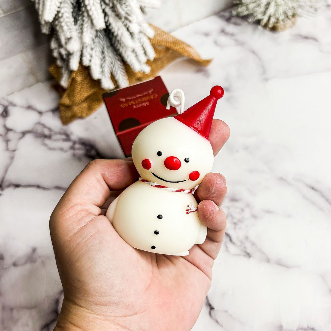 Snowman Shaped Mini Candle