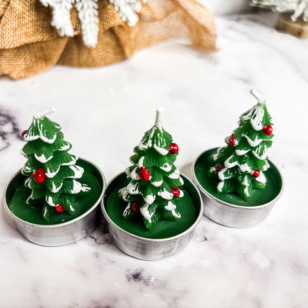 Mini Tree Shaped Unscented Candles - 3 pack