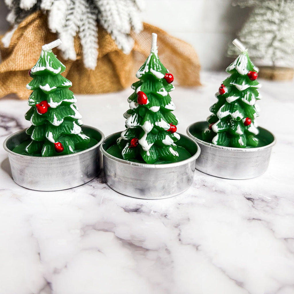 Mini Tree Shaped Unscented Candles - 3 pack
