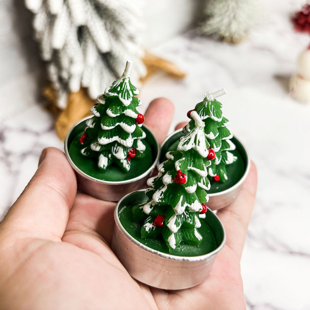 Mini Tree Shaped Unscented Candles - 3 pack
