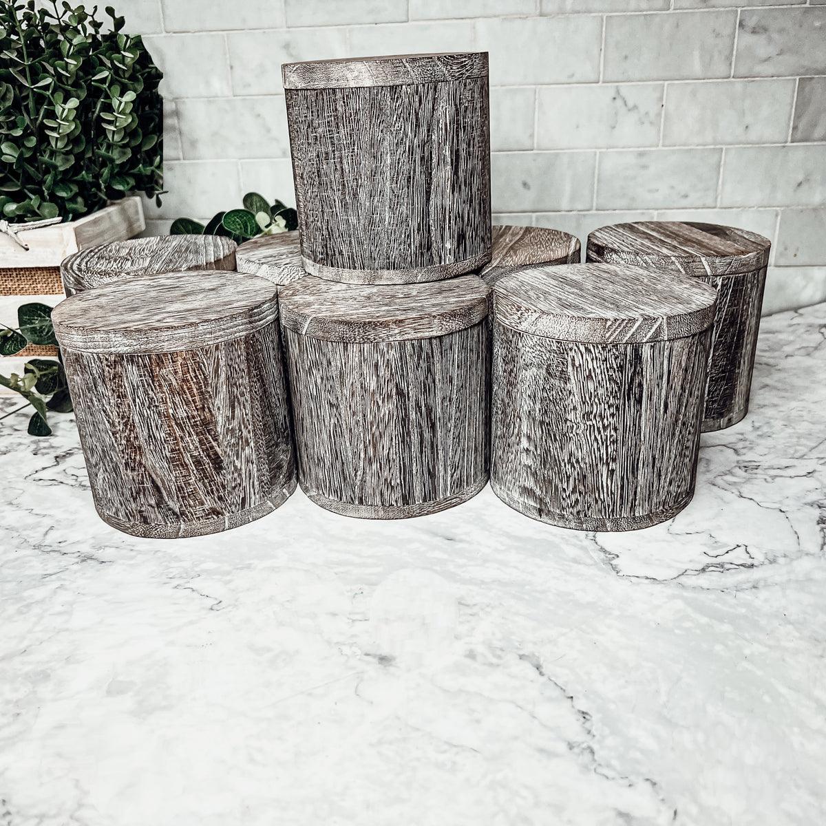 Reusable Wood Candle Vase with Candle & Lid — Select Your Scent