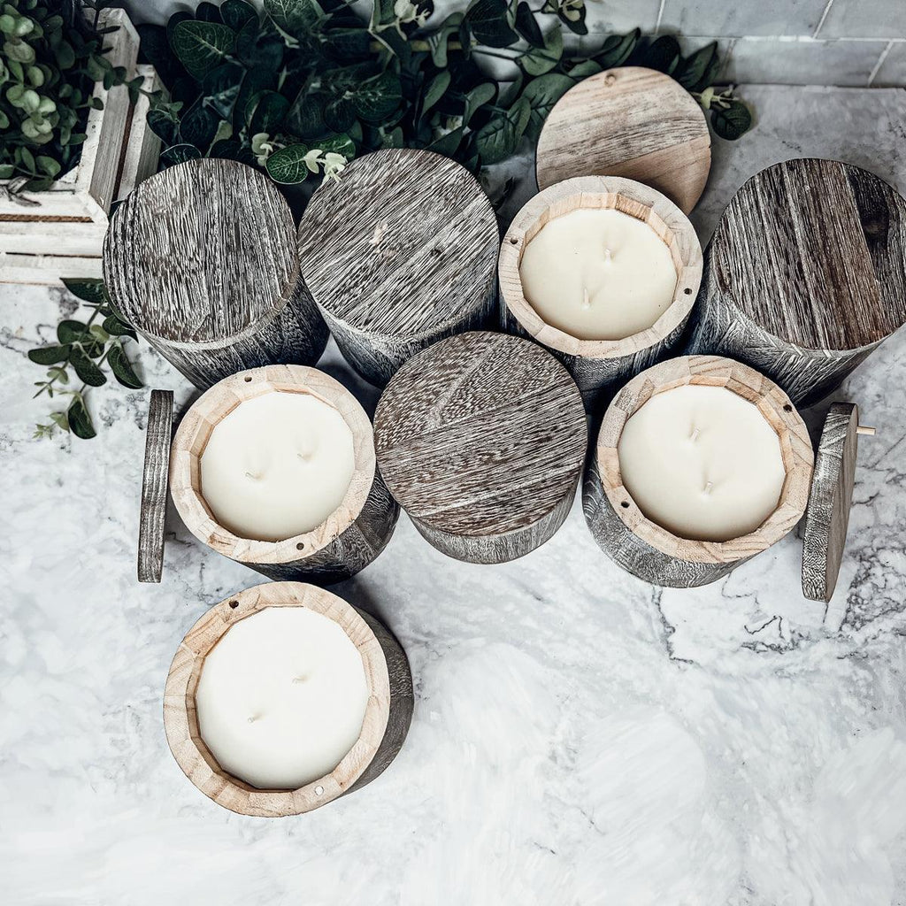 Reusable Wood Candle Vase with Candle & Lid — Select Your Scent