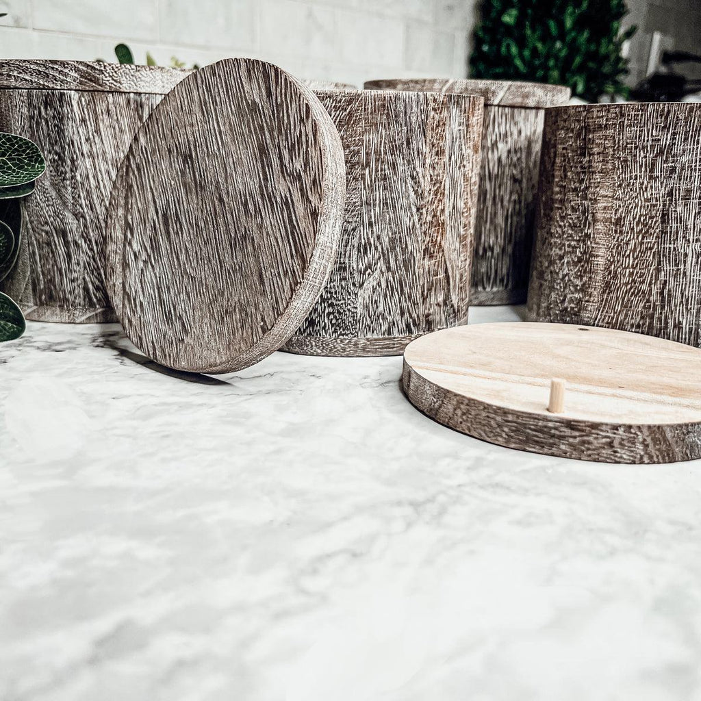 Reusable Wood Candle Vase with Candle & Lid — Select Your Scent