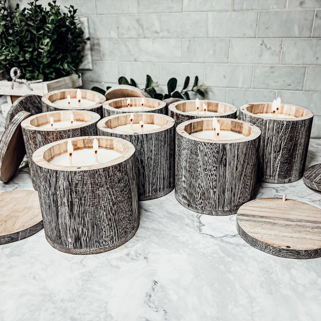 Reusable Wood Candle Vase with Candle & Lid — Select Your Scent