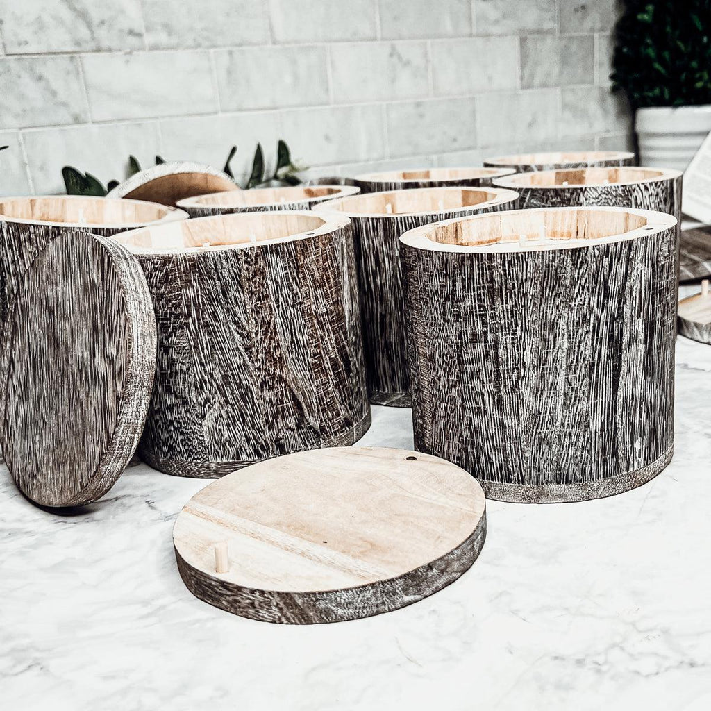 Reusable Wood Candle Vase with Candle & Lid — Select Your Scent