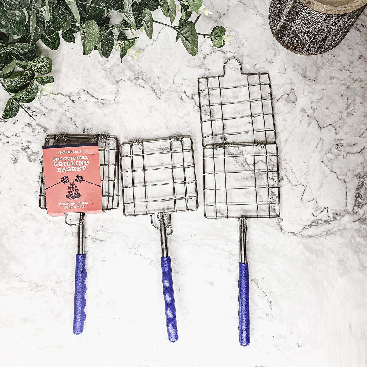 Grilling Basket on a Stick (extendable) for Cooking Over an Open Fire