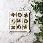 Faux Bamboo Ceramic & Acacia Wood Tic Tac Toe Game