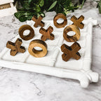 Faux Bamboo Ceramic & Acacia Wood Tic Tac Toe Game