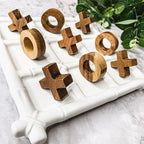 Faux Bamboo Ceramic & Acacia Wood Tic Tac Toe Game