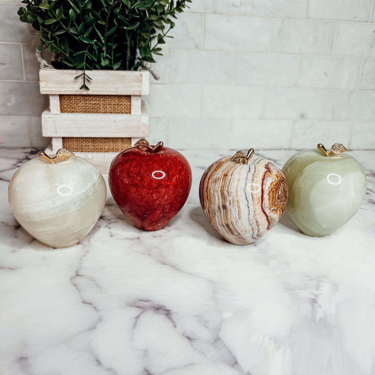 Handcrafted Hand-Polished Stone Apple Paperweight — Select Your Color
