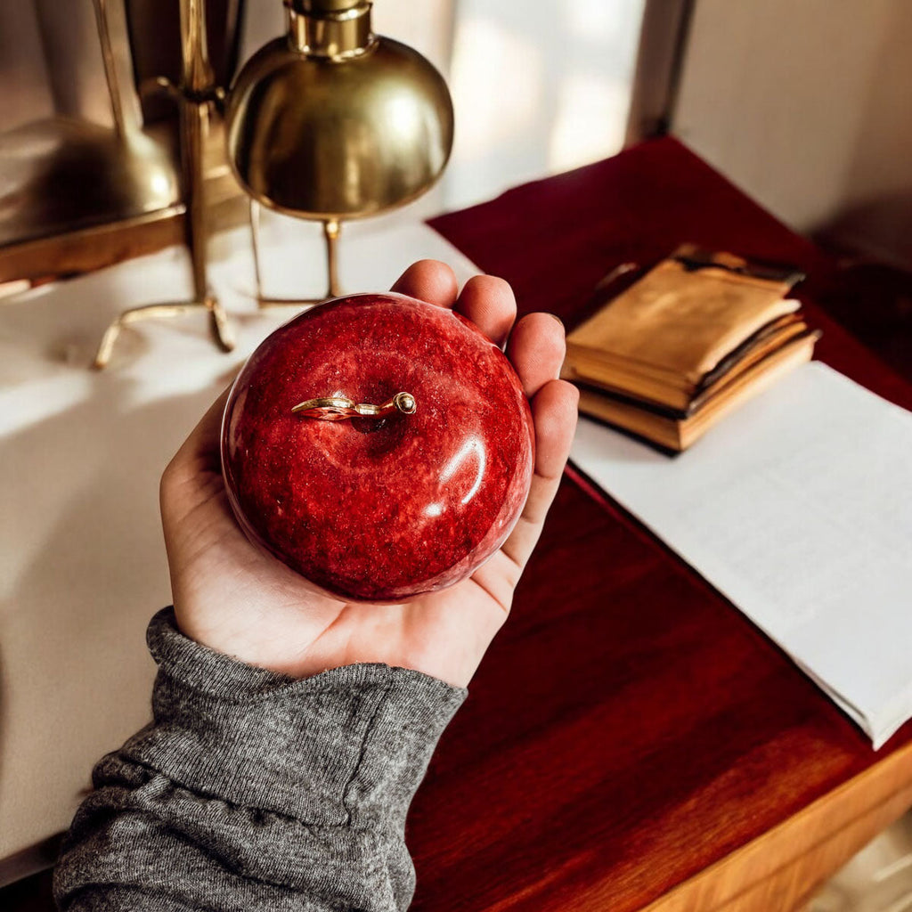Handcrafted Hand-Polished Stone Apple Paperweight — Select Your Color