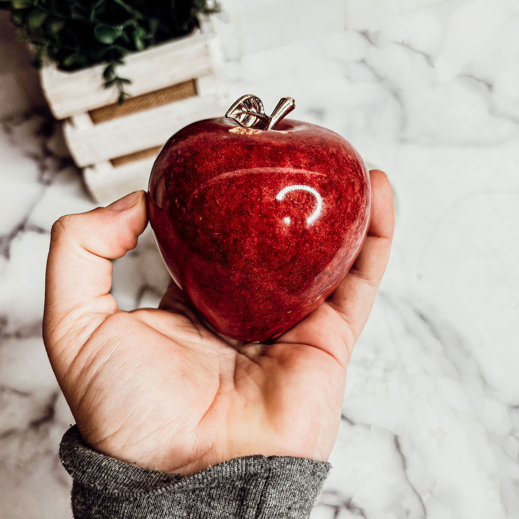Handcrafted Hand-Polished Stone Apple Paperweight — Select Your Color