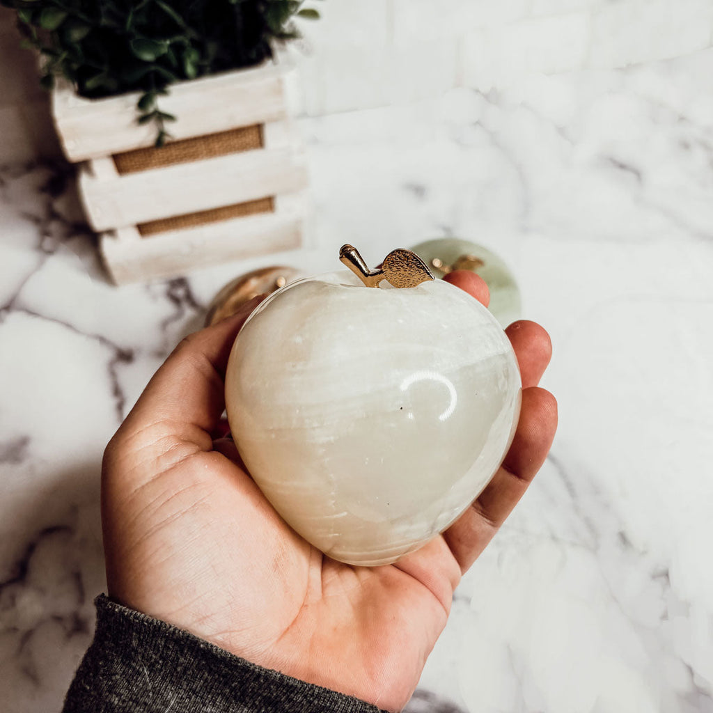 Handcrafted Hand-Polished Stone Apple Paperweight — Select Your Color