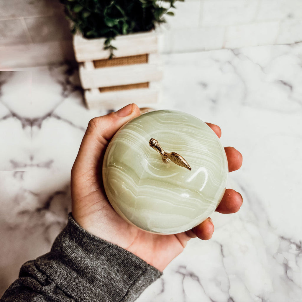 Handcrafted Hand-Polished Stone Apple Paperweight — Select Your Color