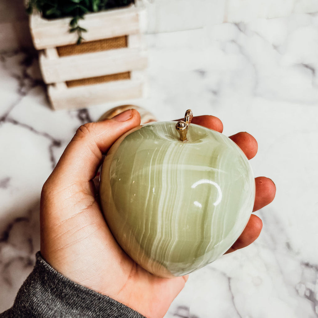 Handcrafted Hand-Polished Stone Apple Paperweight — Select Your Color