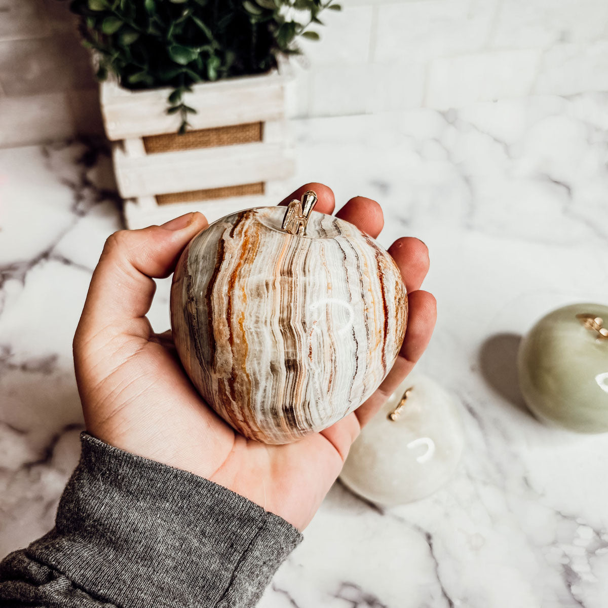 Handcrafted Hand-Polished Stone Apple Paperweight — Select Your Color