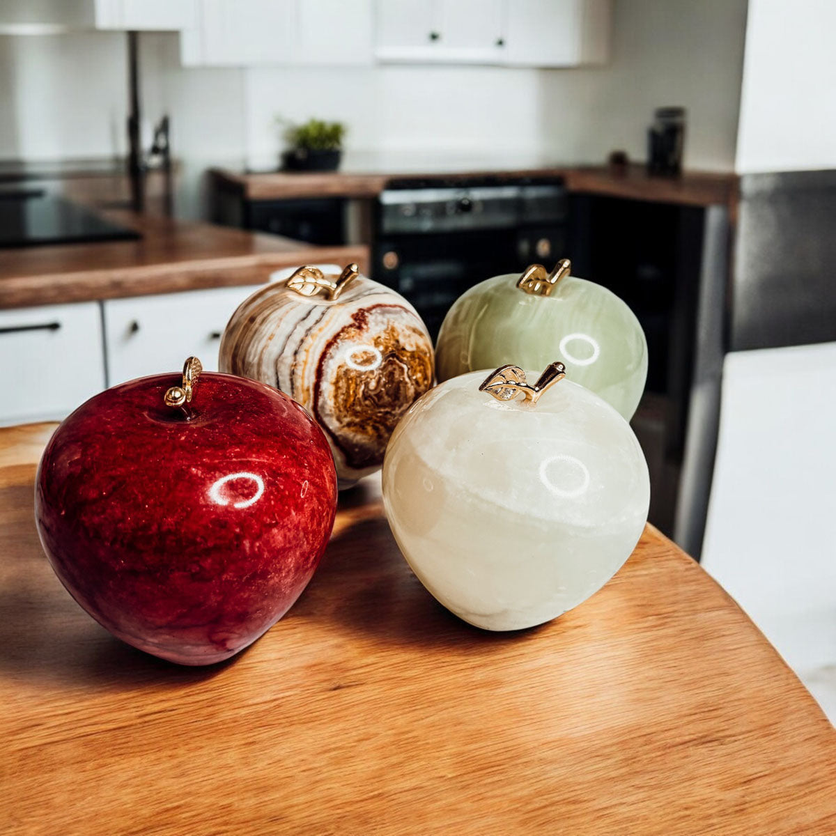 Handcrafted Hand-Polished Stone Apple Paperweight — Select Your Color