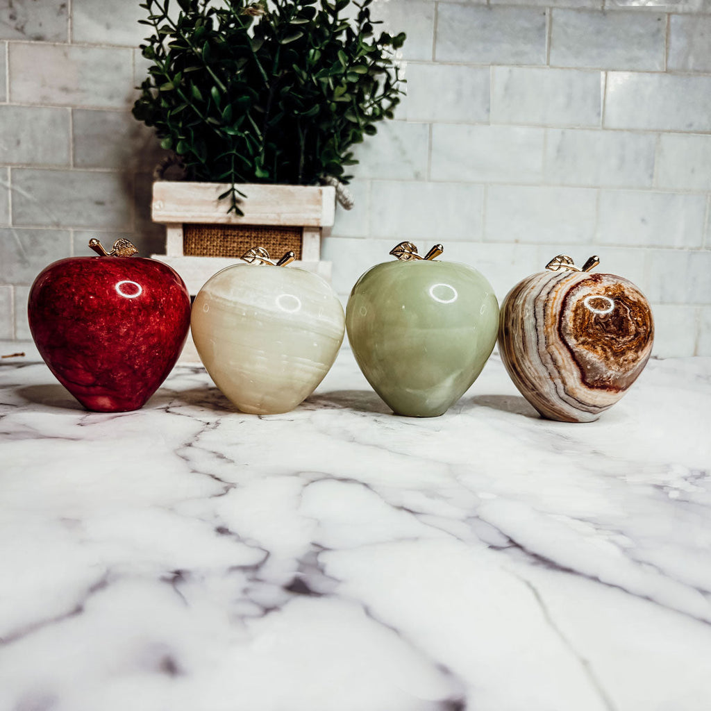 Handcrafted Hand-Polished Stone Apple Paperweight — Select Your Color