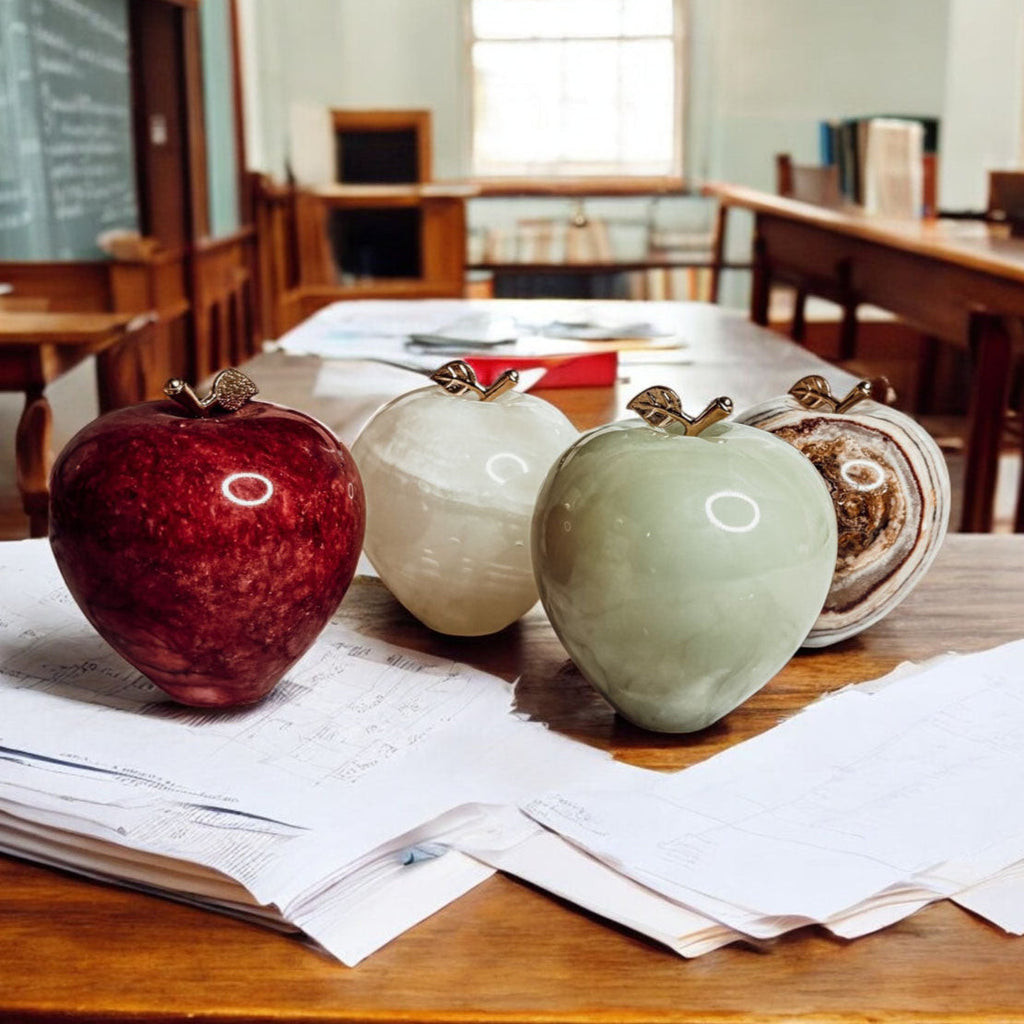 Handcrafted Hand-Polished Stone Apple Paperweight — Select Your Color