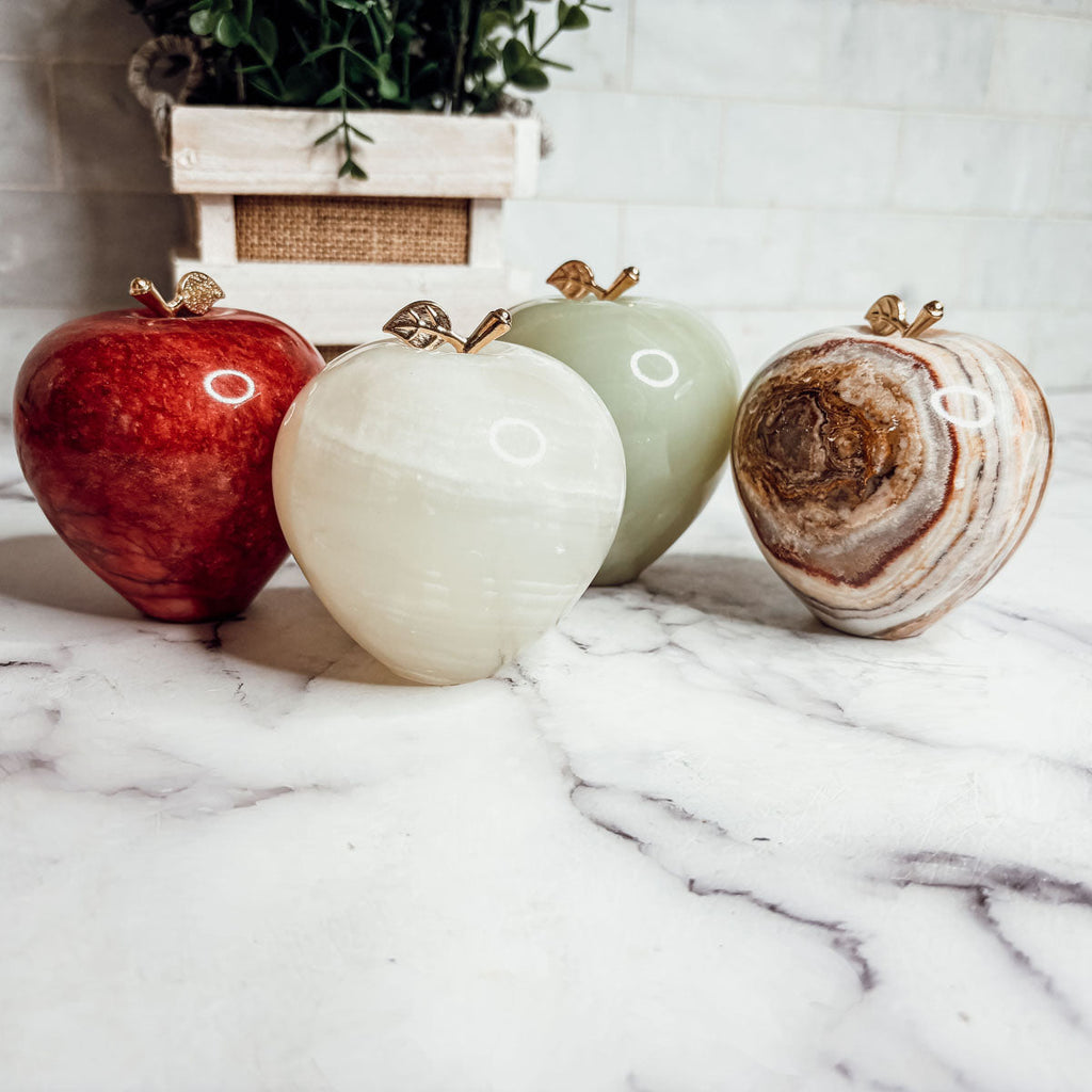 Handcrafted Hand-Polished Stone Apple Paperweight — Select Your Color