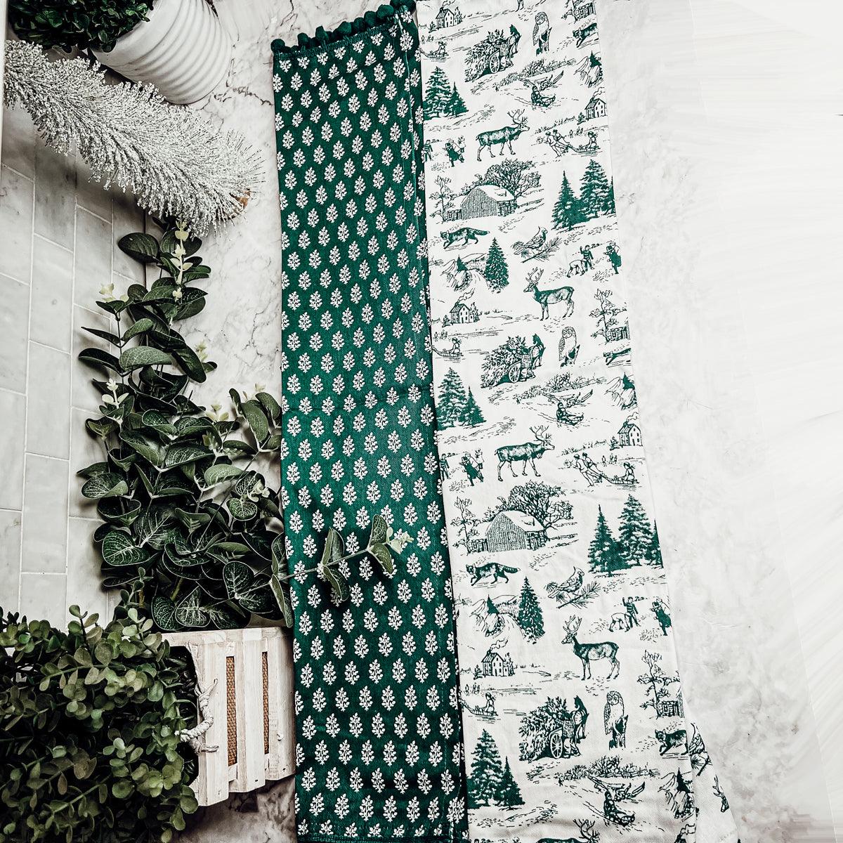 Forest Green Christmas Dish Towels - Set of 2