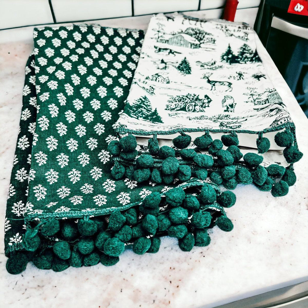 Forest Green Christmas Dish Towels - Set of 2