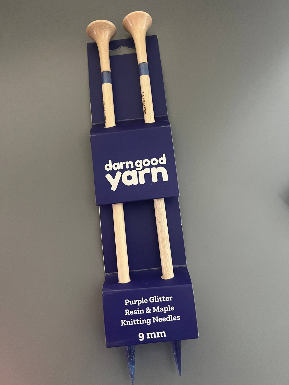 Purple Glitter Resin & Maple Knitting Needles — Choose Your Size