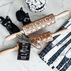 Halloween Embossed Beech Wood Rolling Pin with Cooking Cutter