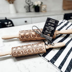 Halloween Embossed Beech Wood Rolling Pin with Cooking Cutter