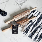 Halloween Embossed Beech Wood Rolling Pin with Cooking Cutter