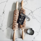 Halloween Embossed Beech Wood Rolling Pin with Cooking Cutter