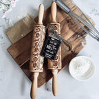 Halloween Embossed Beech Wood Rolling Pin with Cooking Cutter