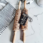 Halloween Embossed Beech Wood Rolling Pin with Cooking Cutter