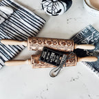 Halloween Embossed Beech Wood Rolling Pin with Cooking Cutter
