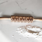 Halloween Embossed Beech Wood Rolling Pin with Cooking Cutter