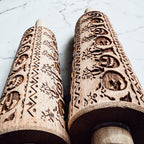 Halloween Embossed Beech Wood Rolling Pin with Cooking Cutter