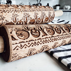 Halloween Embossed Beech Wood Rolling Pin with Cooking Cutter