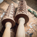 Halloween Embossed Beech Wood Rolling Pin with Cooking Cutter