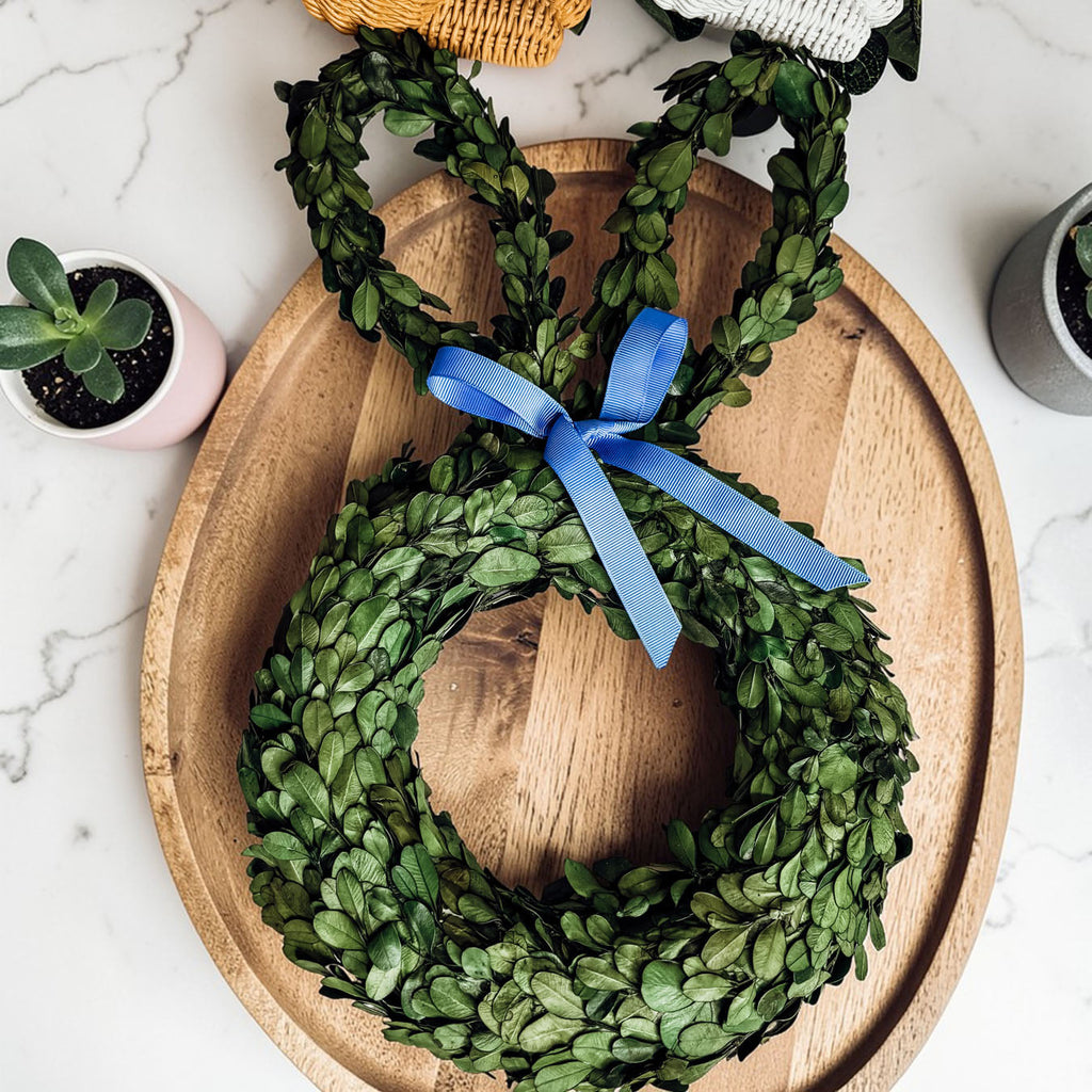 'Hoppy Home' Boxwood Bunny Wreath