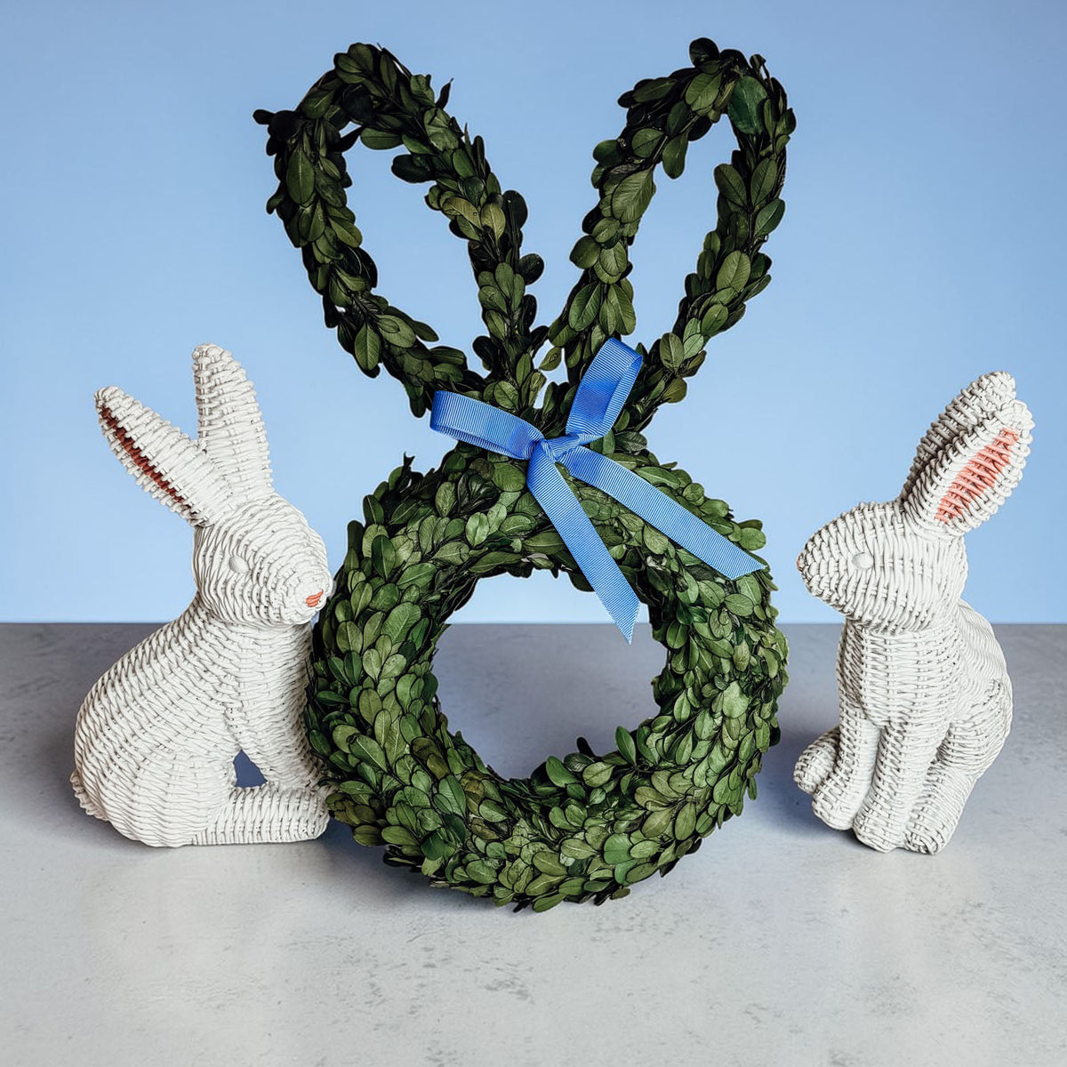 'Hoppy Home' Boxwood Bunny Wreath