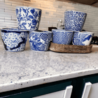 Hand-Painted Porcelain Mini Blue & White Chinoiserie Cachepots— Select Your Design