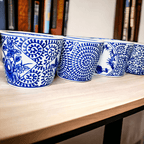 Hand-Painted Porcelain Mini Blue & White Chinoiserie Cachepots— Select Your Design