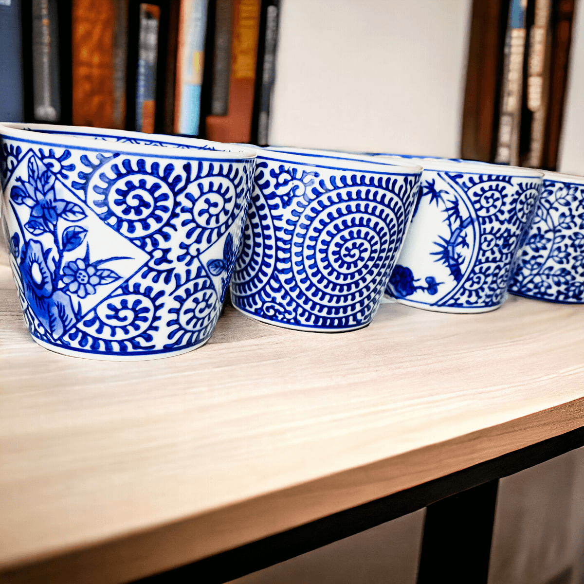 Hand-Painted Porcelain Mini Blue & White Chinoiserie Cachepots— Select Your Design