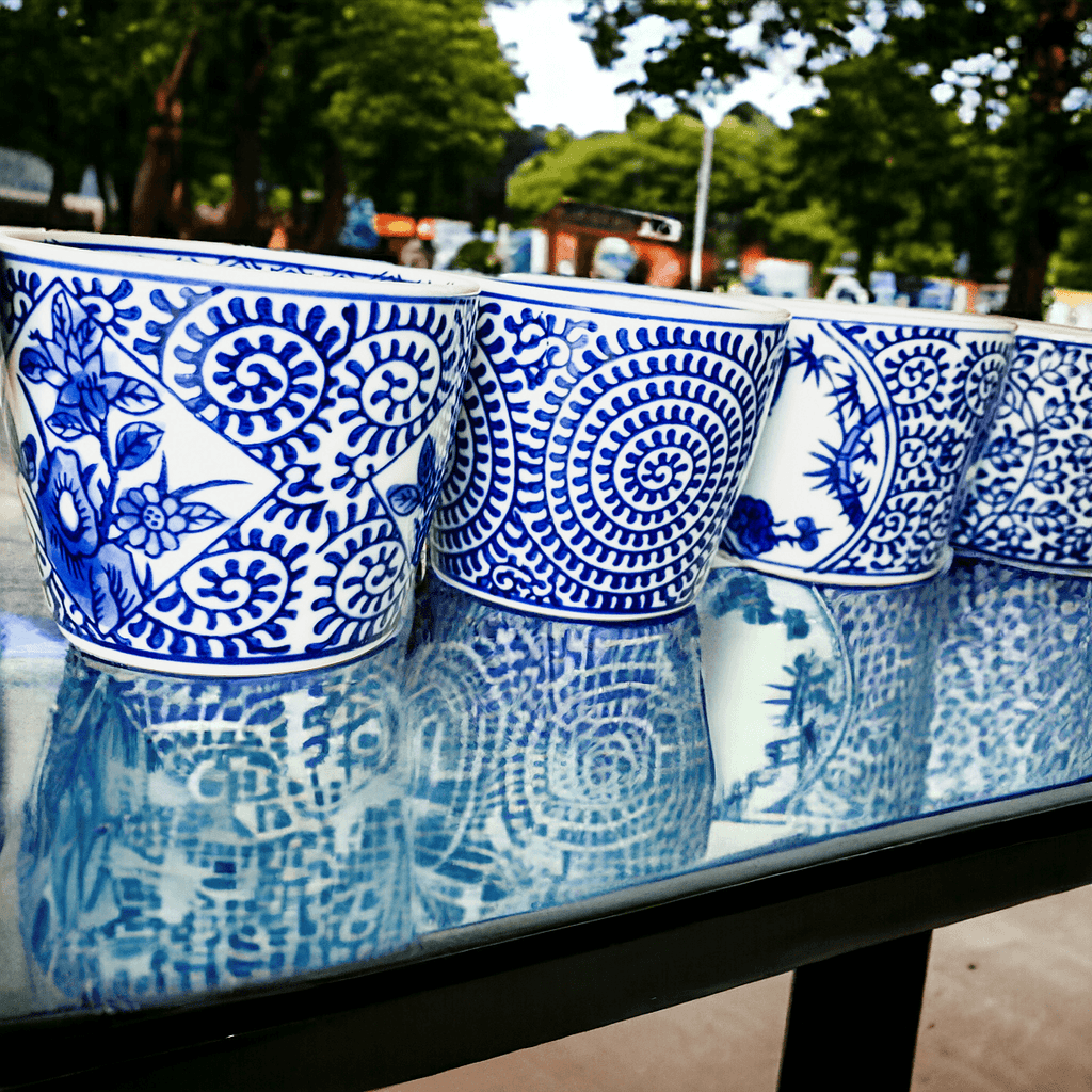 Hand-Painted Porcelain Mini Blue & White Chinoiserie Cachepots— Select Your Design