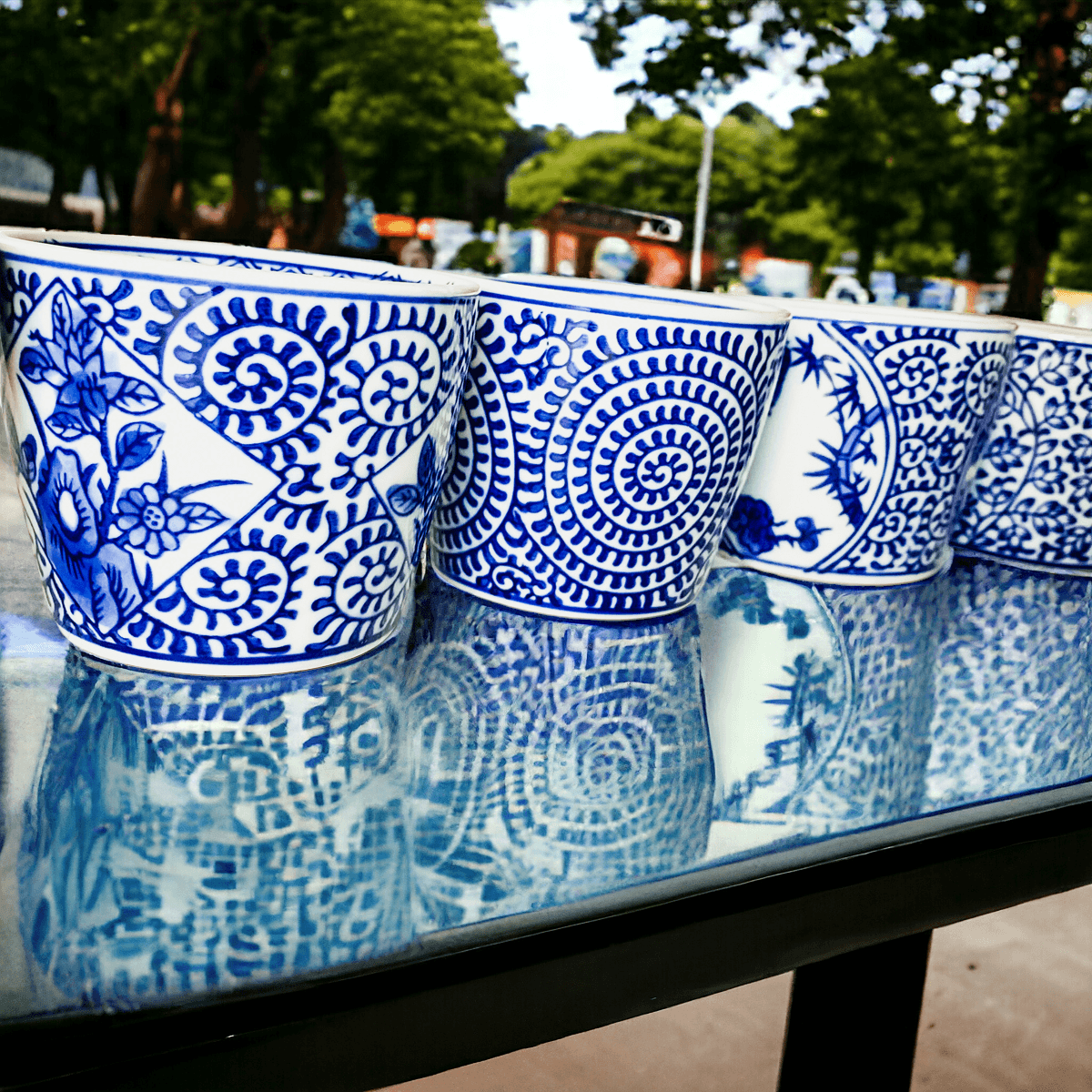 Hand-Painted Porcelain Mini Blue & White Chinoiserie Cachepots— Select Your Design
