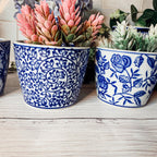 Hand-Painted Porcelain Mini Blue & White Chinoiserie Cachepots— Select Your Design