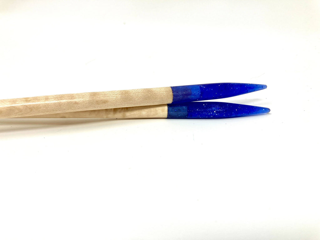 Purple Glitter Resin & Maple Knitting Needles — Choose Your Size