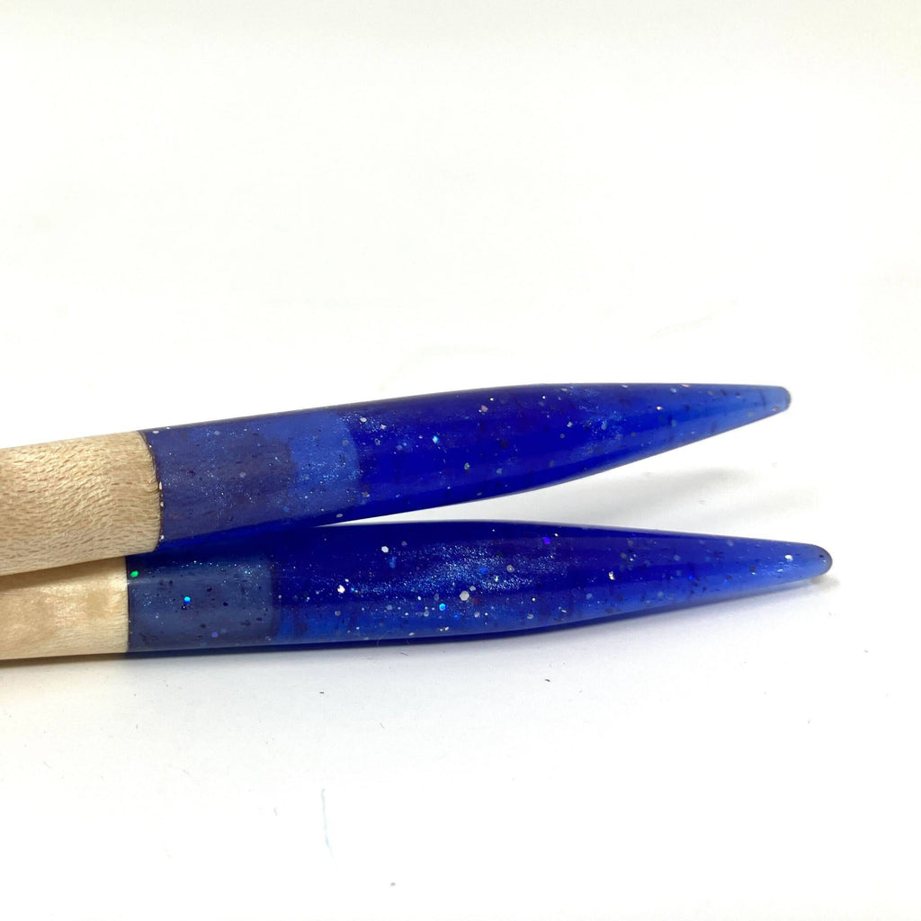 Purple Glitter Resin & Maple Knitting Needles — Choose Your Size