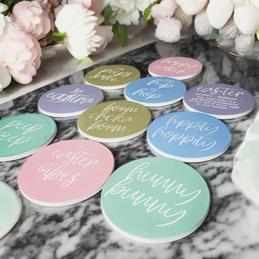 Easter + Spring Ceramic Coasters — Select Your Pack & Style