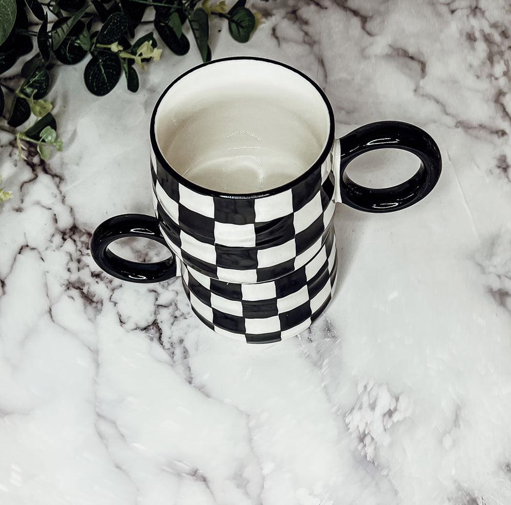 Black & White Retro Checkered Mug
